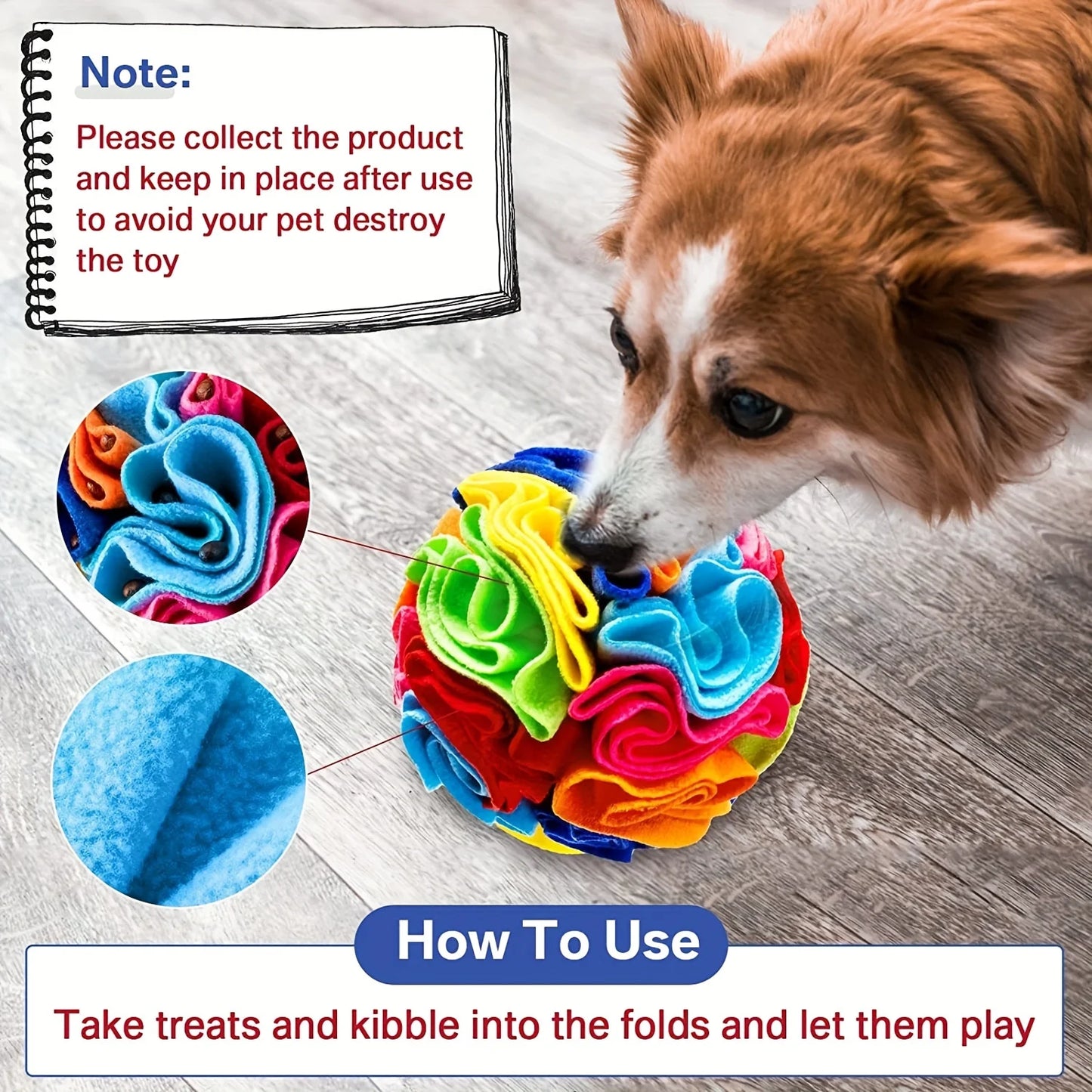 🧠 Interactive Snuffle Ball for Dogs – Foraging Puzzle Toy with Treat Hiding Spots 🐶