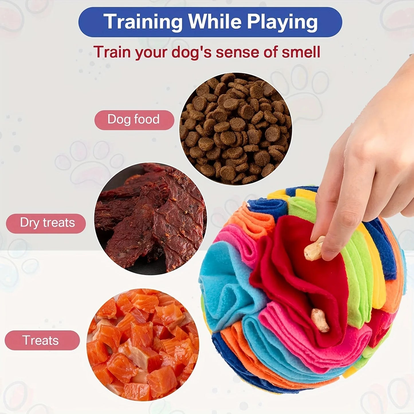 🧠 Interactive Snuffle Ball for Dogs – Foraging Puzzle Toy with Treat Hiding Spots 🐶