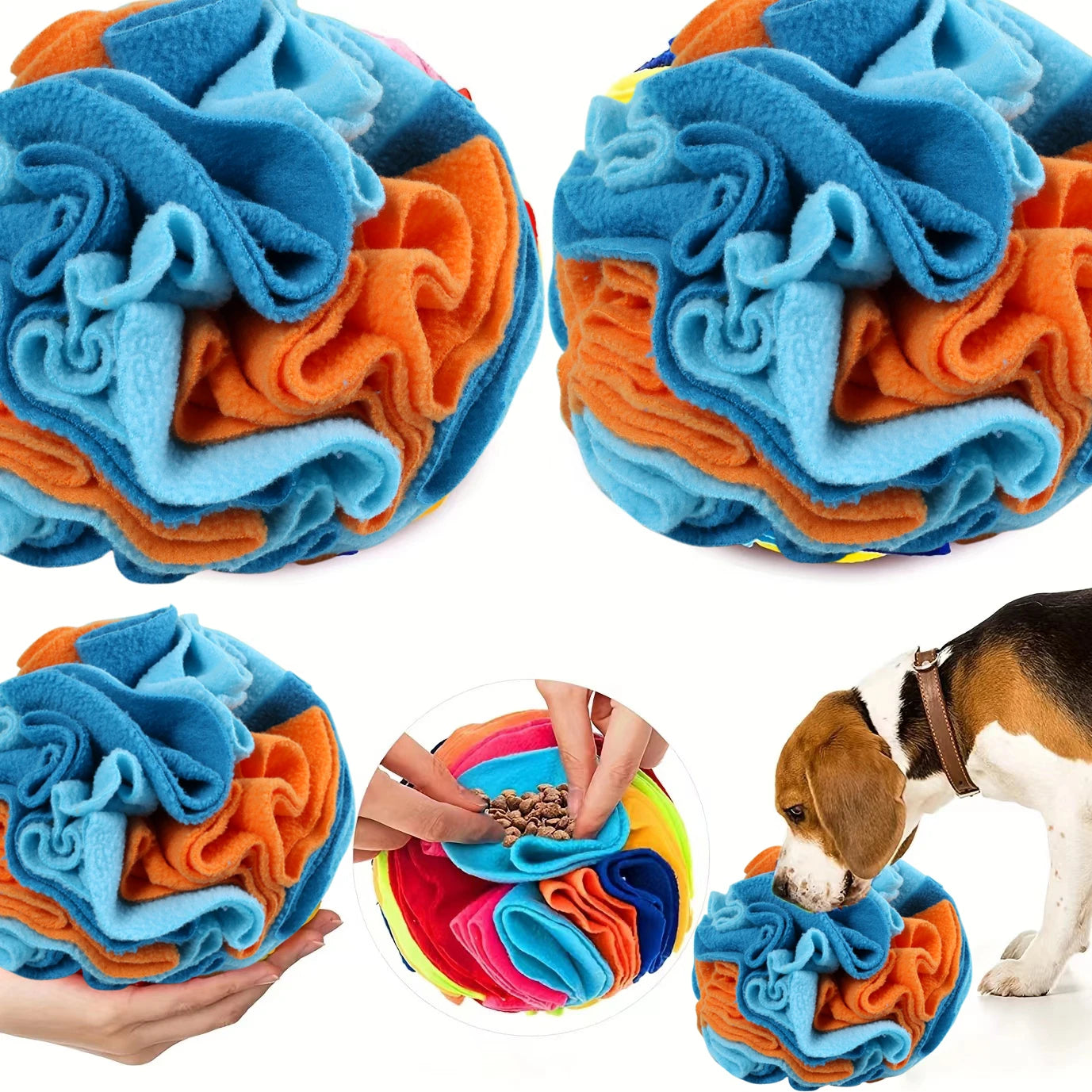 🧠 Interactive Snuffle Ball for Dogs – Foraging Puzzle Toy with Treat Hiding Spots 🐶