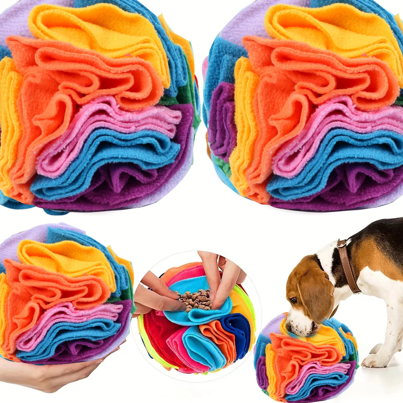🧠 Interactive Snuffle Ball for Dogs – Foraging Puzzle Toy with Treat Hiding Spots 🐶