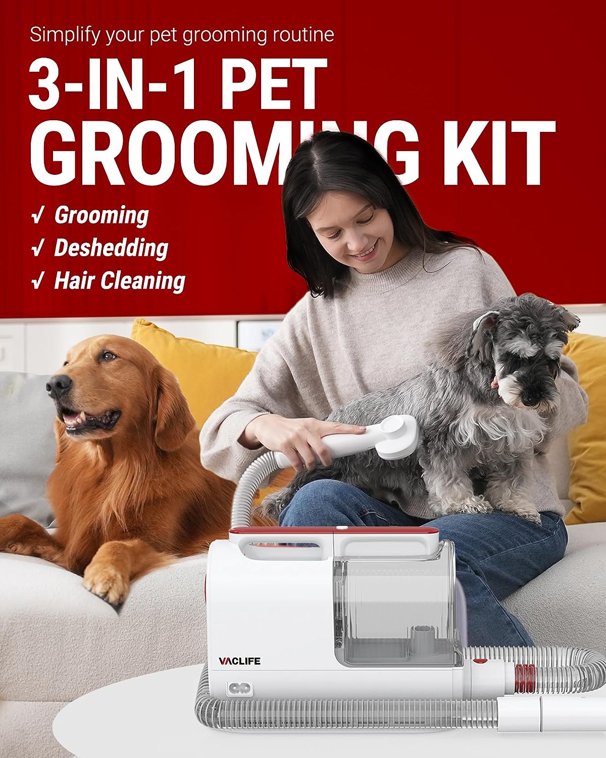 🐶 Dog Grooming Vacuum Kit – Easy Grooming & Fur-Free Home 🐾