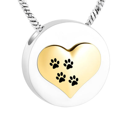 🐾💛 Golden Heart Paw Print Ashes Necklace