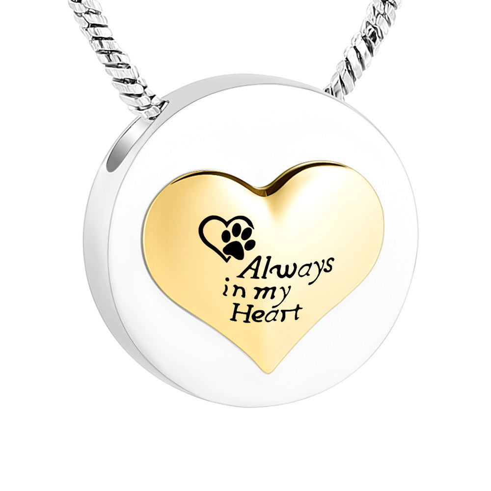 🐾💛 Golden Heart Paw Print Ashes Necklace
