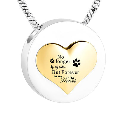 🐾💛 Golden Heart Paw Print Ashes Necklace