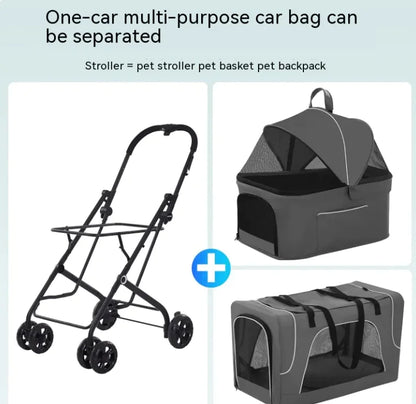 🐾 Foldable Dog Stroller Cart – Breathable Travel Pet Carrier with Steel Frame 🚗