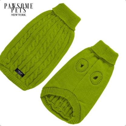 Dog and Cat Cable Knit Sweater - Avocado