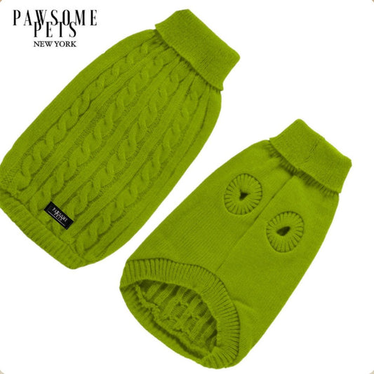 Dog and Cat Cable Knit Sweater - Avocado