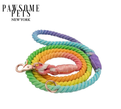 🐾 Pawsome Rope Leash – Handcrafted Style & Durability -  Pastel Rainbow