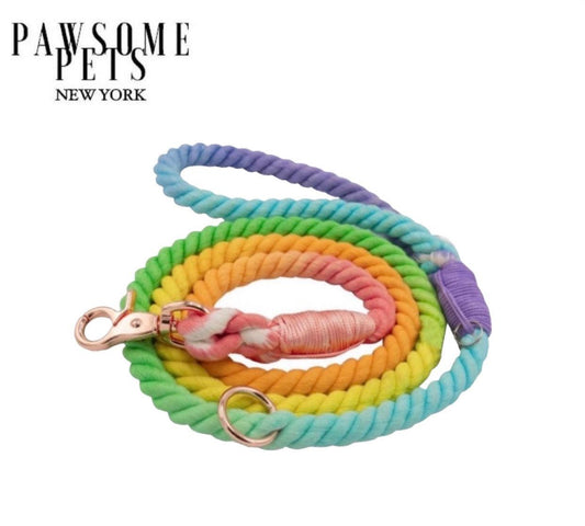 🐾 Pawsome Rope Leash – Handcrafted Style & Durability -  Pastel Rainbow
