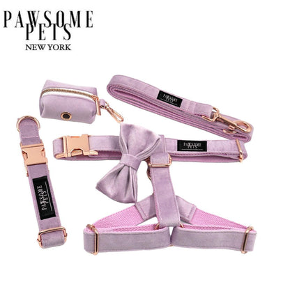 Luxury Pet Walking Set – Harness, Leash, Bowtie & Poop Bag Holder