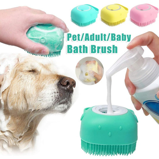 Silicone Dog Bath Gloves 🧼 Pet Massage Brush with Shampoo Dispenser 🐶🐱