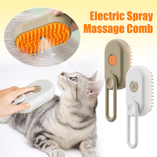 3-in-1 Cat Steam Brush – Electric Spray Grooming & Massage Comb