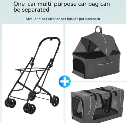 🐾 Foldable Dog Stroller Cart – Breathable Travel Pet Carrier with Steel Frame 🚗