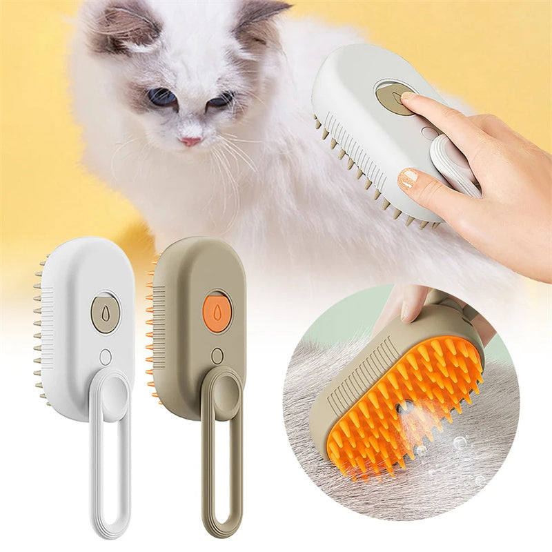 Brosse à vapeur 3 en 1 pour chat – Peigne électrique de toilettage et de massage à jet