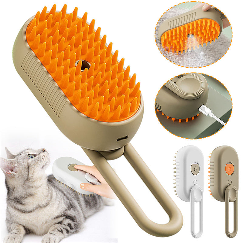 Brosse à vapeur 3 en 1 pour chat – Peigne électrique de toilettage et de massage à jet
