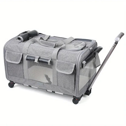 💼 Foldable Pet Trolley Case – Detachable Travel Carrier with Wheels for Large Dogs & Cats 🐾