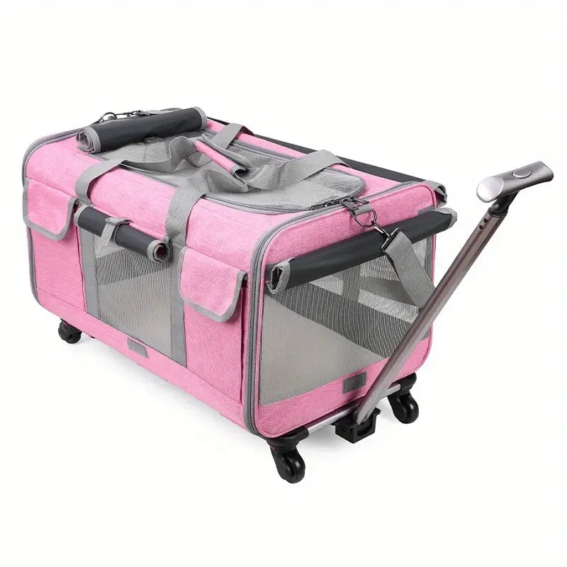 💼 Foldable Pet Trolley Case – Detachable Travel Carrier with Wheels for Large Dogs & Cats 🐾