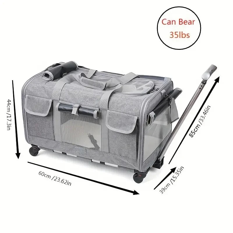 💼 Foldable Pet Trolley Case – Detachable Travel Carrier with Wheels for Large Dogs & Cats 🐾