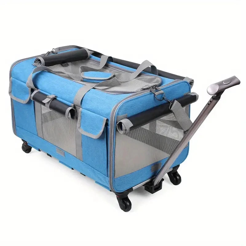 💼 Foldable Pet Trolley Case – Detachable Travel Carrier with Wheels for Large Dogs & Cats 🐾