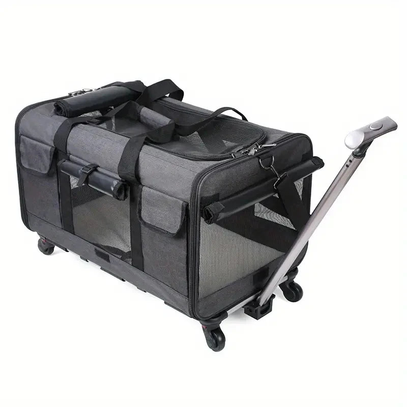 💼 Foldable Pet Trolley Case – Detachable Travel Carrier with Wheels for Large Dogs & Cats 🐾