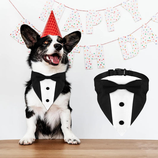 Tanpopo Dog Tuxedo Suit 🎩 Formal Bandana with Bow Tie 🎀