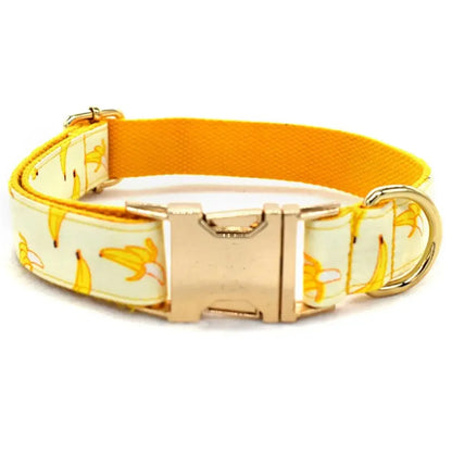 🍌 Personalized Banana Pet Collar – Custom ID Tag & Gold Buckle ✨