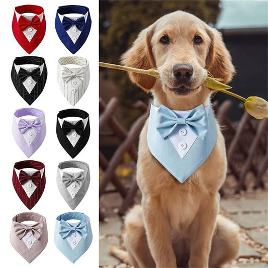Wedding Dog Bandana 🎩 Triangle Scarf with Bow Tie 🎀