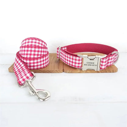 Collier personnalisé pour animal de compagnie 🐾 Ensemble étiquette d'identification et laisse personnalisées 🎀 Réglable