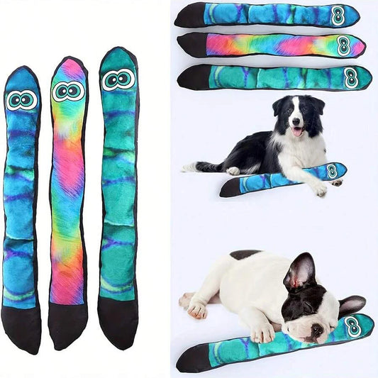 🐍 Durable Tough Plush Squeaky Dog Toy – Long-Eyed Snake 🐾 Fun & Chew-Resistant