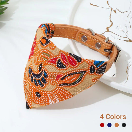 Adjustable Pet Bandana Collar – 🎨 Stylish PU Leather Triangle Scarf for Dogs & Cats 🐶🐱