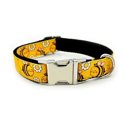 Collier personnalisé pour chien, collier personnalisé pour animal de compagnie, gravure gratuite, plaque d'identification, étiquette pour animal de compagnie, mignon, abeille, jaune miel, colliers et laisses pour chiots