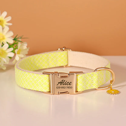 Collier pour chien Bling personnalisé ✨ Boucle à carreaux et joli pendentif fleur 🌸