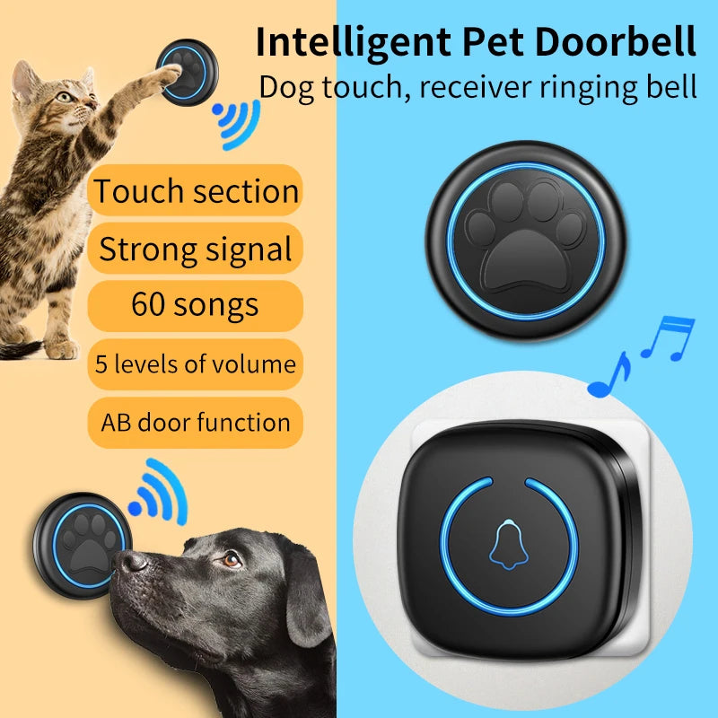Sonnette de dressage pour animaux de compagnie – Sonnette tactile pour chiens et chats 🔔 60 chansons, portée de 300 m