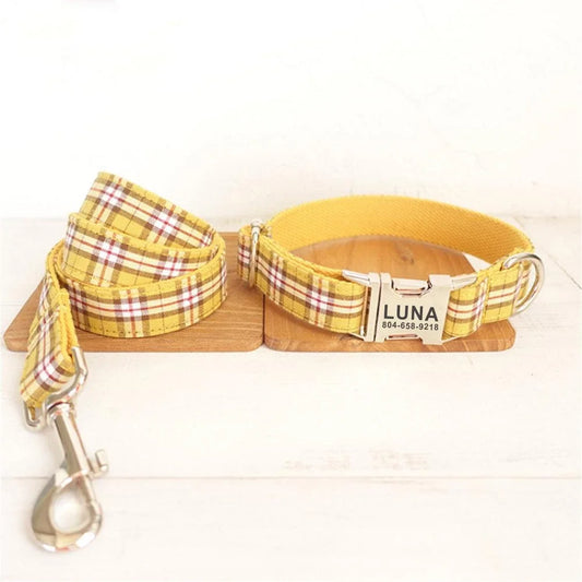 Personalized Dog Collar  Free Engraving + Matching Leash 🐕 Custom Metal Buckle