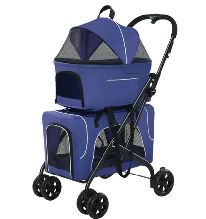 🐾 Foldable Dog Stroller Cart – Breathable Travel Pet Carrier with Steel Frame 🚗