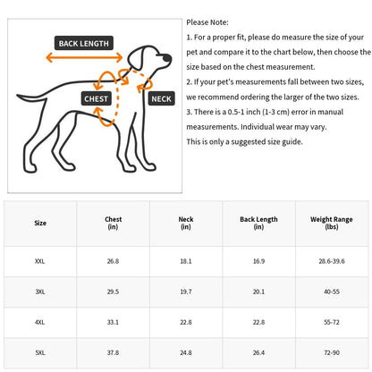 Large Dog Winter Coat Wind-Proof Reflective Anxiety Relief Soft Wrap Calming Vest for Travel