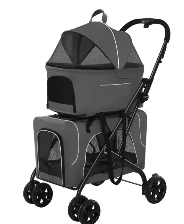 🐾 Foldable Dog Stroller Cart – Breathable Travel Pet Carrier with Steel Frame 🚗